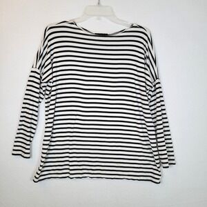 HATCH Womens Striped Jersey Boat Neck Top Size 1 White Maternity Pregnancy Prego